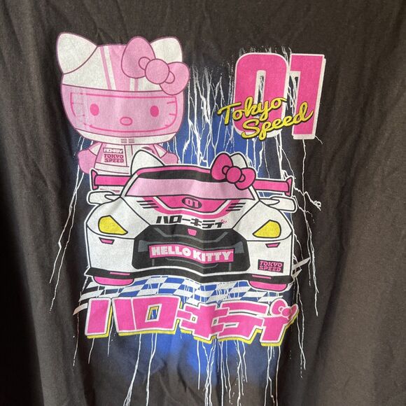 Hello Kitty Sanrio Unisex TSHIRT XL Tokyo Speed Racing Graphic Speed Black Pink - Picture 3 of 4